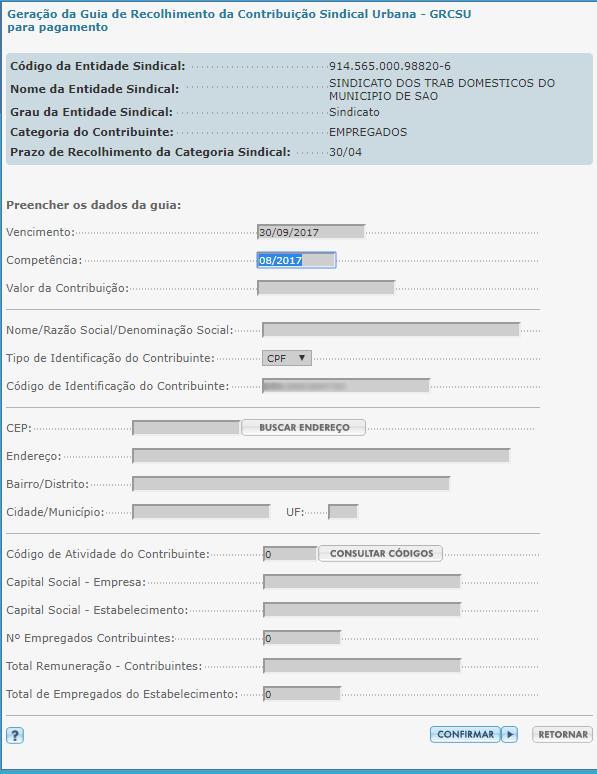 Passo a passo para cadastro de contribuição sindical do empregado doméstico