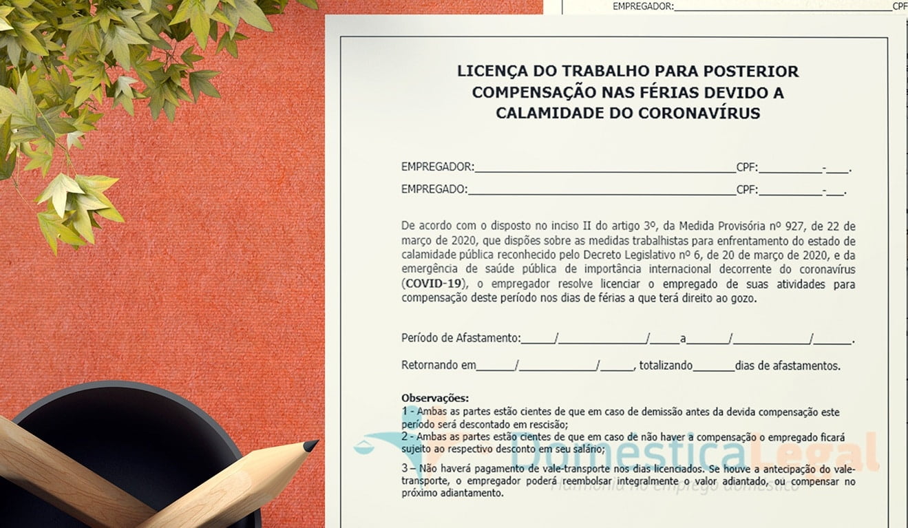 Licença do trabalho para posterior compensação nas férias