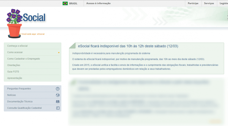 eSocial ficará fora do ar